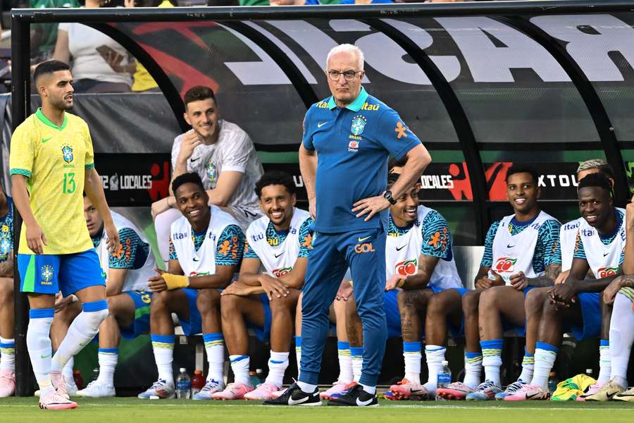 Brazil head coach Dorival Junior looks on during the first half against Mexico