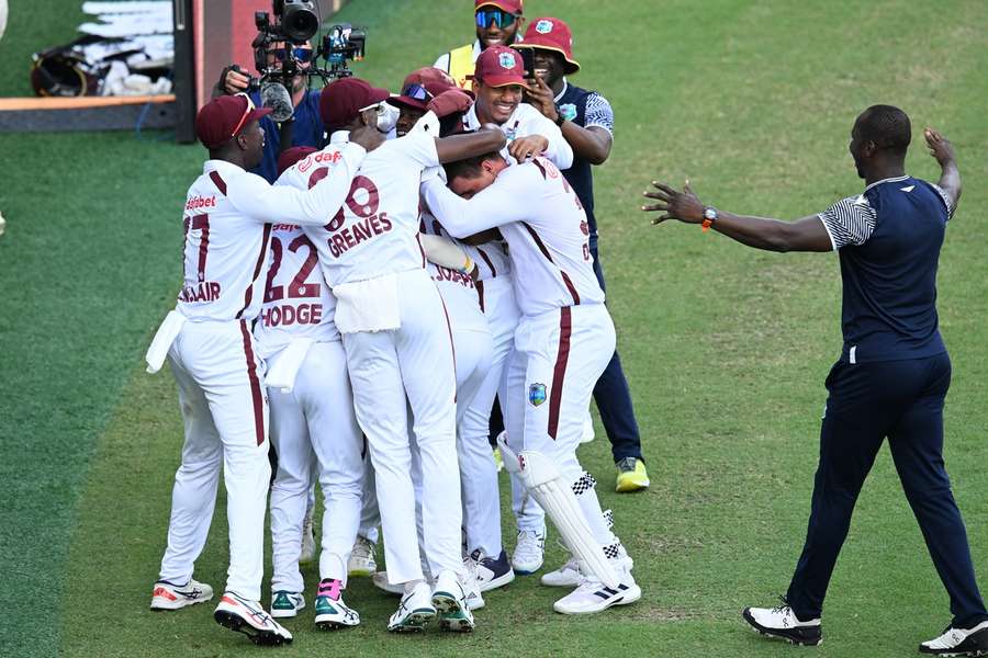 West Indies celebrate their win