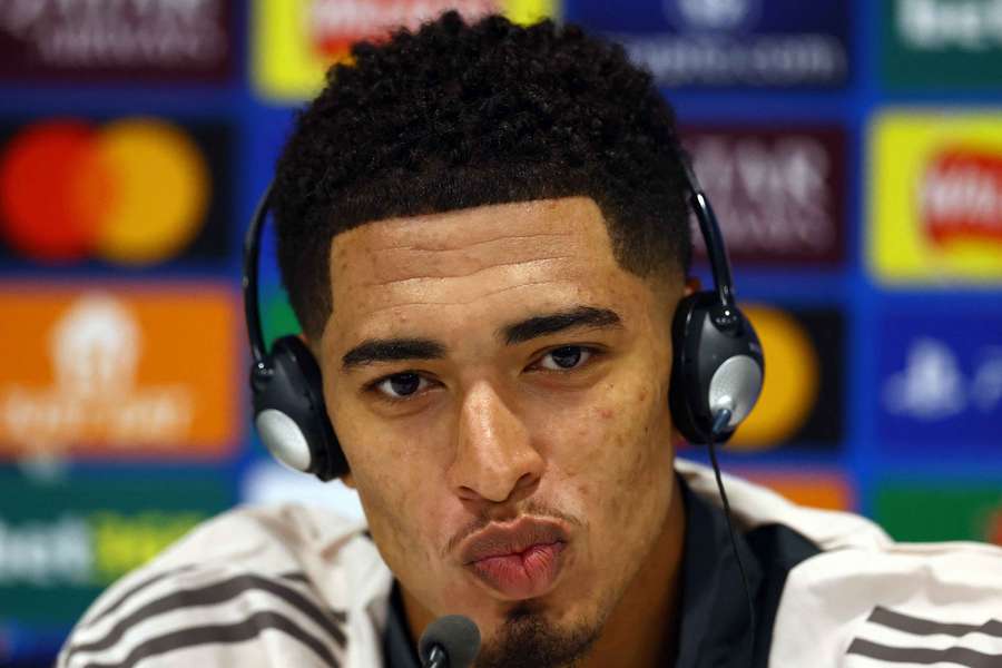 Real Madrid's Jude Bellingham during the press conference for the Liverpool match