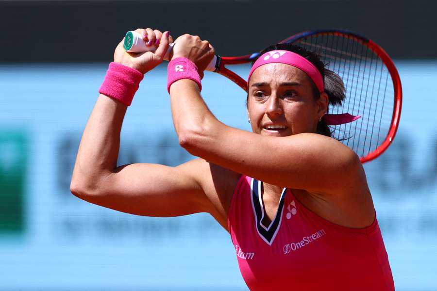 France's Caroline Garcia in action during her second-round match against Russia's Anna Blinkova