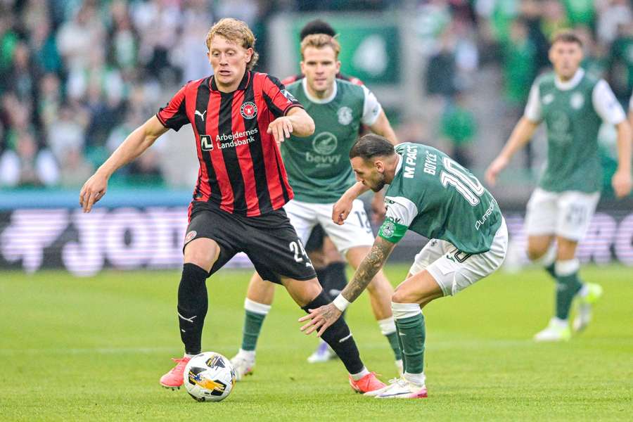 Oliver Sorensen in action against Hibernian in the qualification for the Europa League