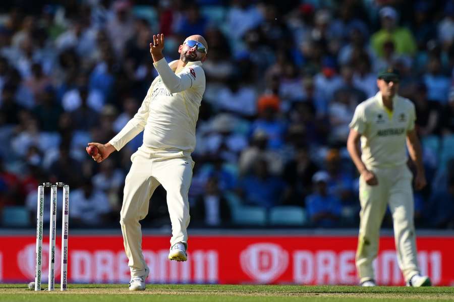Australia's Nathan Lyon bowls during day 2 of the ICC World Test Championship cricket final match between Australia and India at The Oval