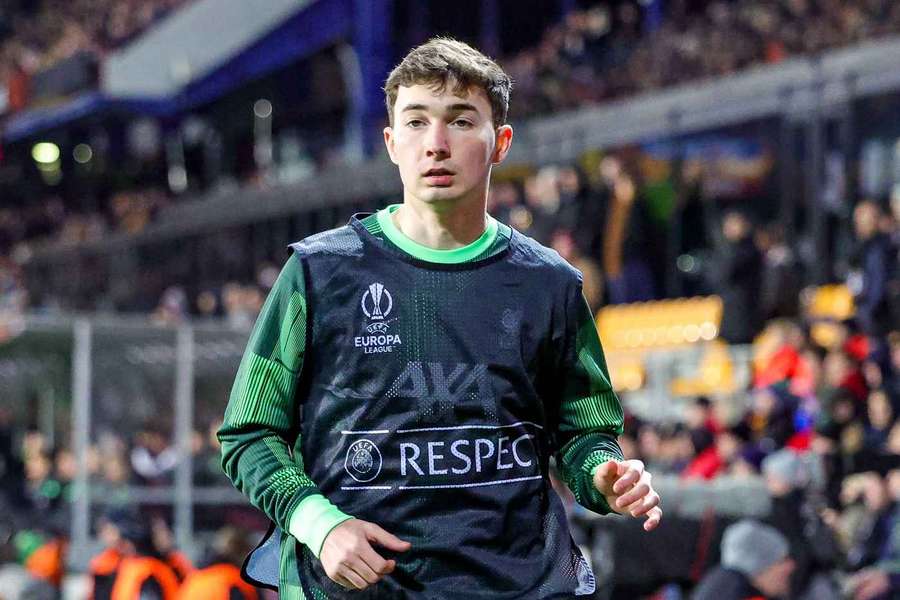 Mateusz Musiałowski podczas meczu 1/8 finału Ligi Europy pomiędzy Spartą Praga a Liverpoolem, 7 marca 2024 r. Mateusz Musiałowski podczas meczu 1/8 finału Ligi Europy pomiędzy Spartą Praga a Liverpoolem, 7 marca 2024 r.