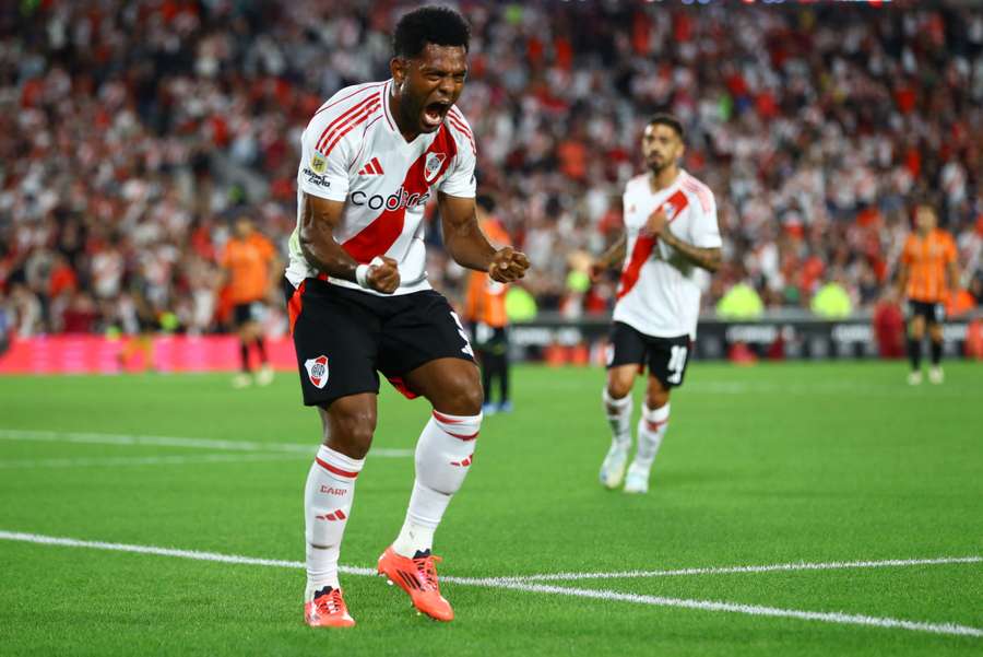 Miguel Borja celebra un gol.