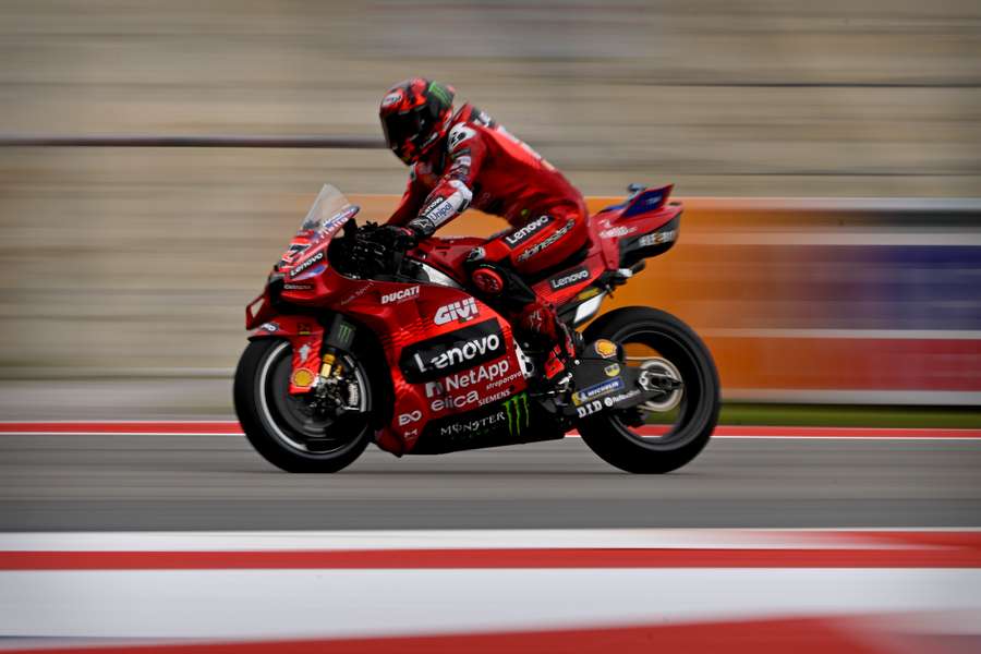 Marc Marquez of Ducati Lenovo Team rides during practice for the 2025 MotoGP Grand Prix of the Americas