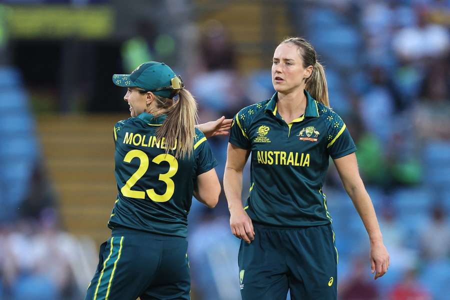 Ellyse Perry celebrates a wicket taken at the T20 World Cup on Tuesday. Ellyse Perry celebrates a wicket taken at the T20 World Cup on Tuesday.