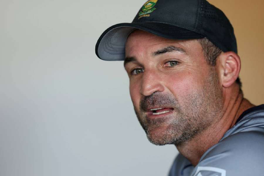 South Africa's Dean Elgar during the press conference 