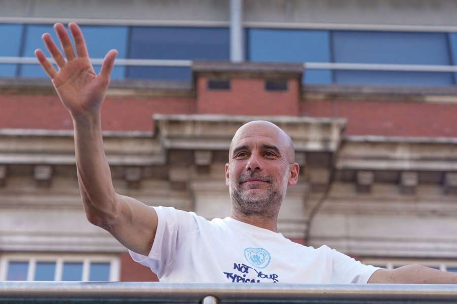 Guardiola on the open-top bus Guardiola on the open-top bus