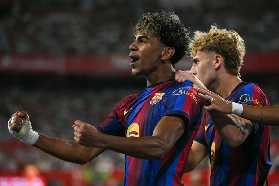 Lamine Yamal celebra uno de sus goles ante el Barcelona Lamine Yamal celebra uno de sus goles ante el Barcelona