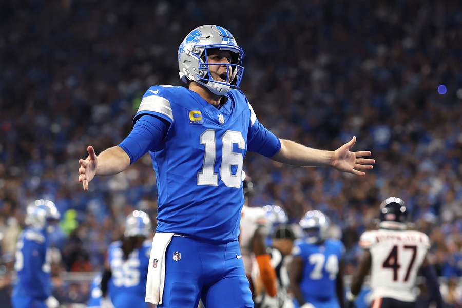 Detroit Lions QB Jared Goff celebrates during win over Chicago Bears in Week 2 of 2025 season