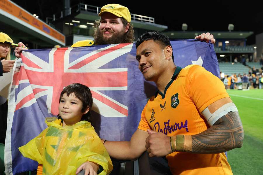 Len Ikitau with fans in Perth earlier this year. Len Ikitau with fans in Perth earlier this year.