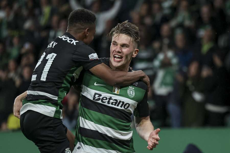 Viktor Gyokeres, del Sporting, celebra su gol contra el Moreirense el 18 de abril de 2025 Viktor Gyokeres, del Sporting, celebra su gol contra el Moreirense el 18 de abril de 2025