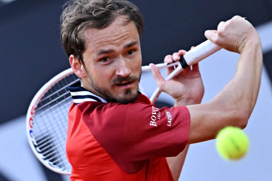 Russia's Daniil Medvedev hits a return to Serbia’s Hamad Medjedovic