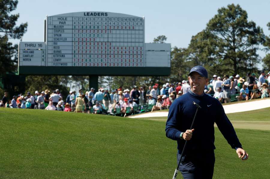 Northern Ireland's Rory McIlroy reacts on the 17th hole during the first round 