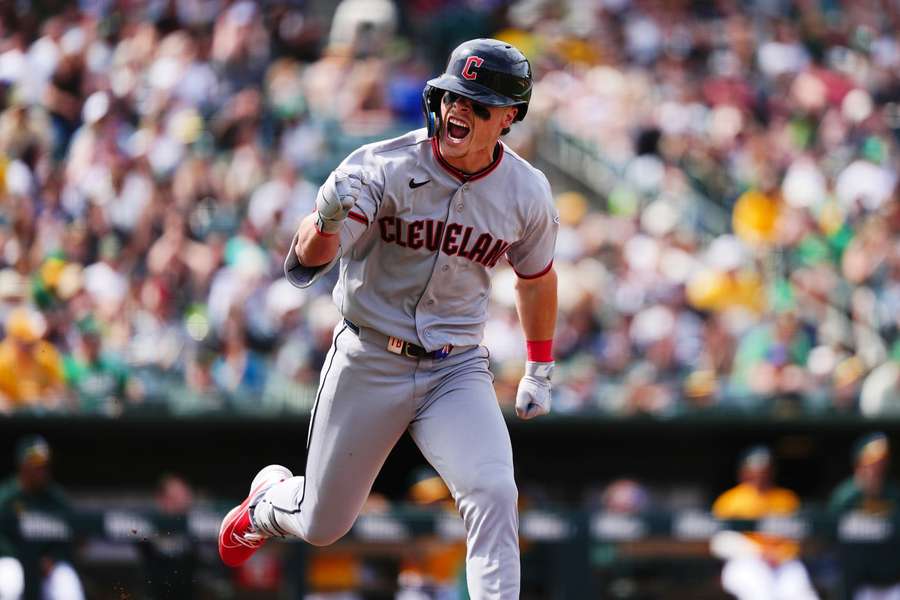 Travis Bazzana reacts to his first MLB hit