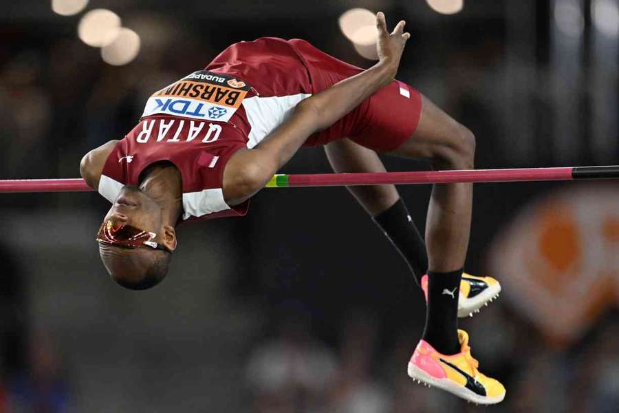 Qatar's Mutaz Barshim competes in the men's high jump final