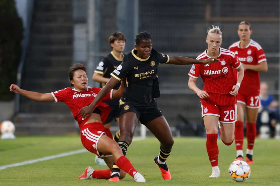 Bayern Munich midfielder Momoko Tanikawa and Manchester City striker Khadija Shaw Bayern Munich midfielder Momoko Tanikawa and Manchester City striker Khadija Shaw