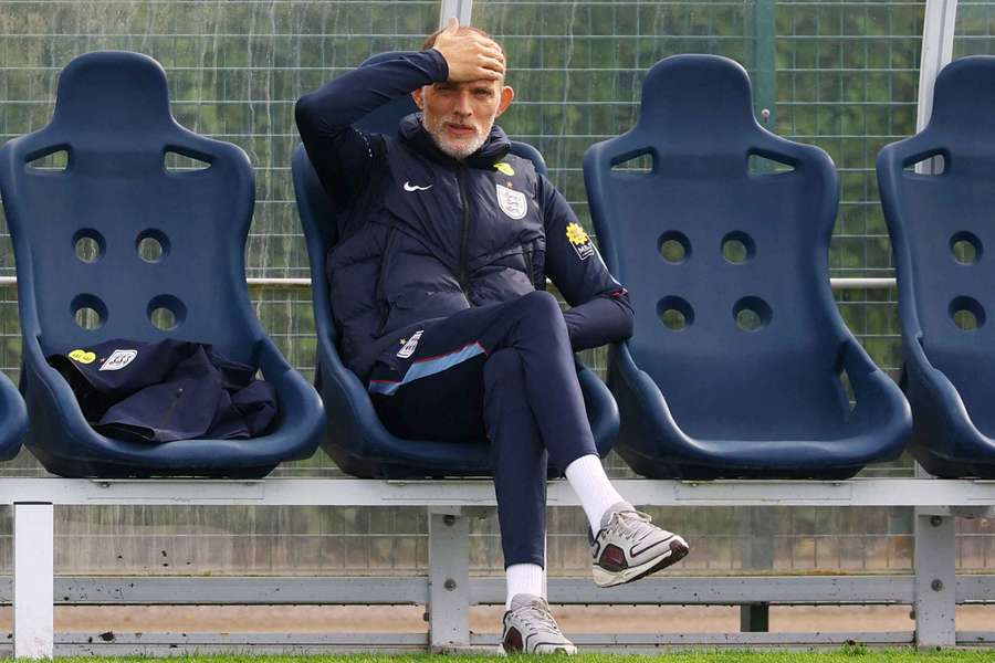 England head coach Thomas Tuchel overseeing a training session in London on Monday. England head coach Thomas Tuchel overseeing a training session in London on Monday.