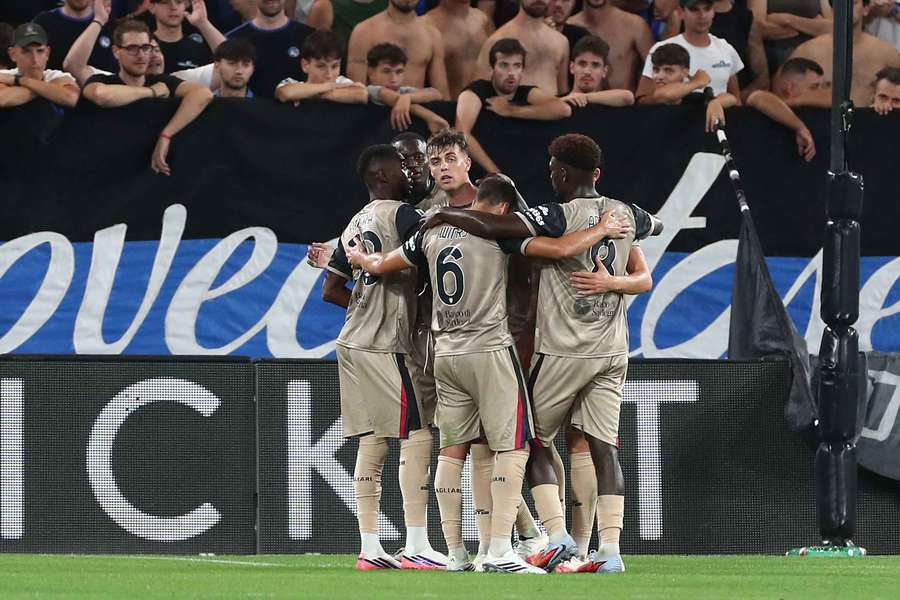 Daniel Maldini celebrates his winner for Cagliari Daniel Maldini celebrates his winner for Cagliari