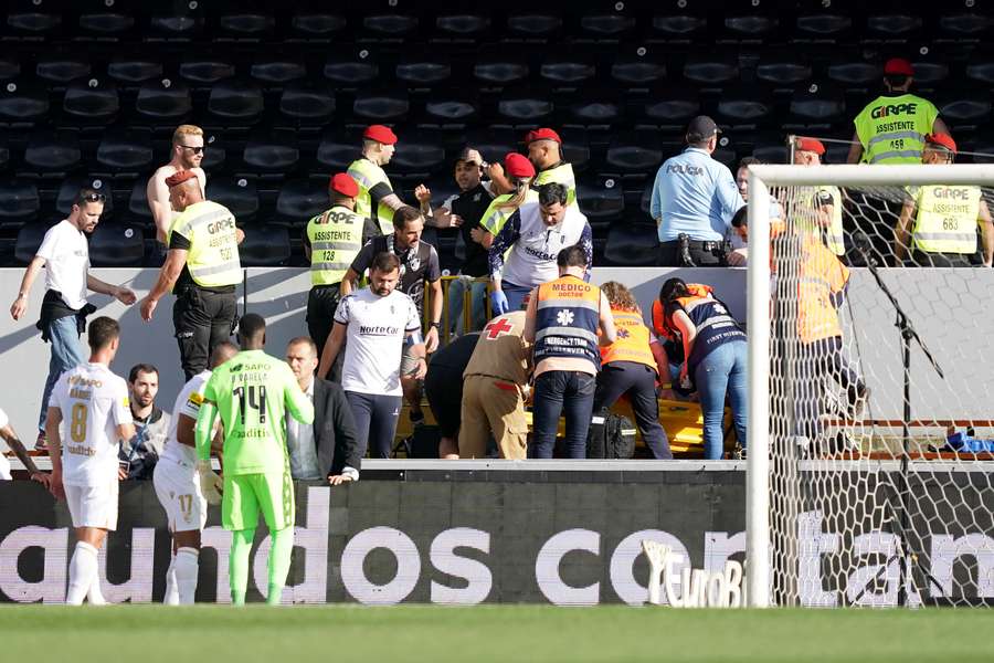 Supporter was transported to hospital, game was resumed