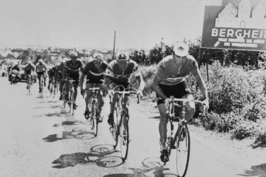 Stagewinner Eddy Merkx in the lead, followed by Leif Mortensen and Joop Zoetemelk during a stage in the Tour de France in the 70's