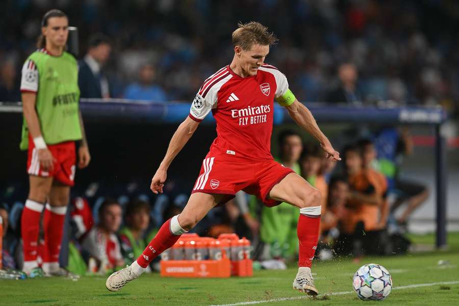 Martin Odegaard captains Arsenal. Martin Odegaard captains Arsenal.