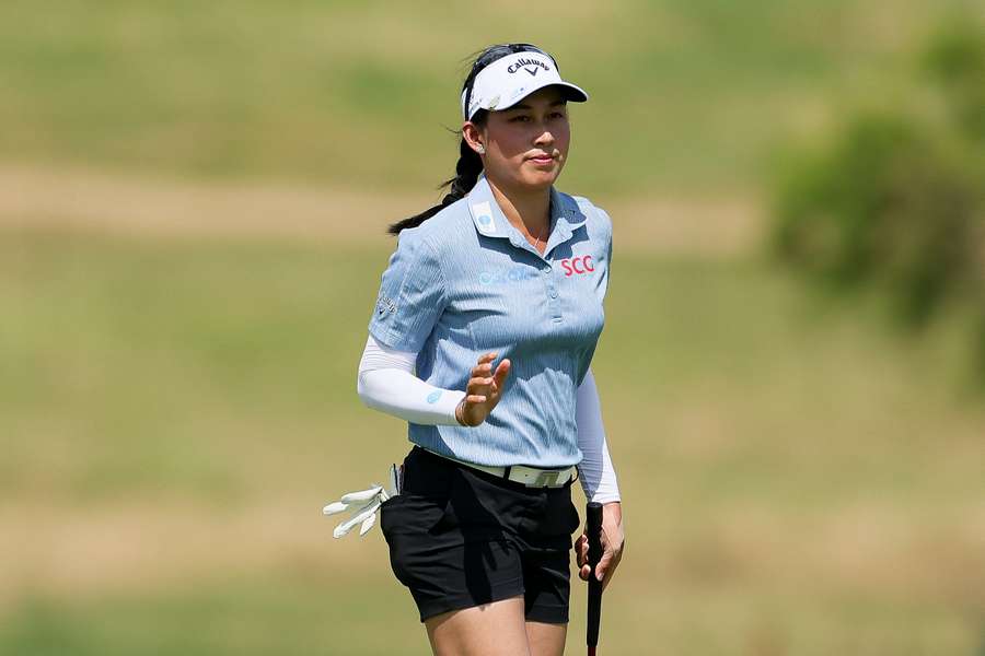 Jeeno Thitikul reacts after making a birdie during the second round of the KPMG Women's PGA Championship