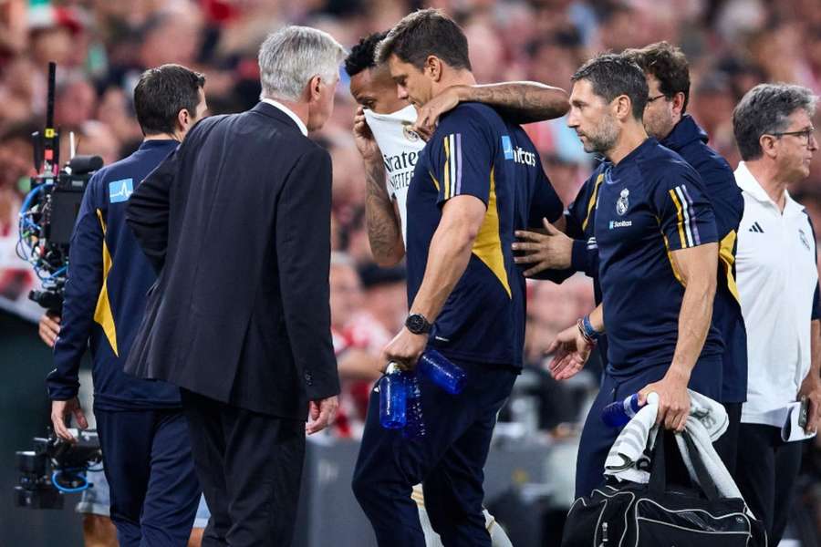 Militao se lesionou no San Mamés, no dia 12 de agosto de 2023, contra o Athletic Bilbao