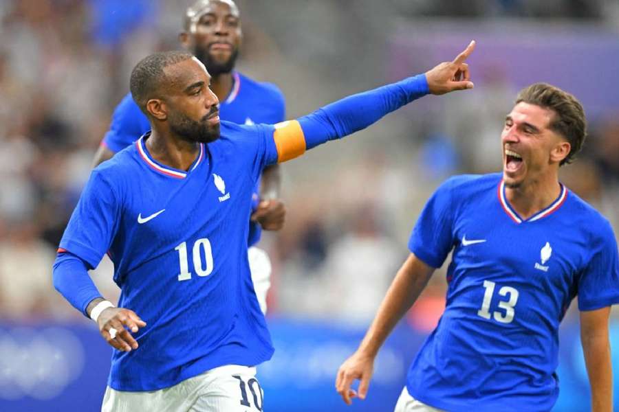 France captain Alexandre Lacazette opened the scoring in Marseille