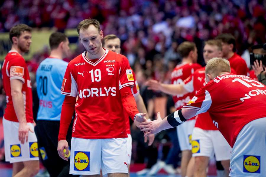 Ein enttäuschter Mathias Gidsel nach der dänischen Niederlage gegen Portugal