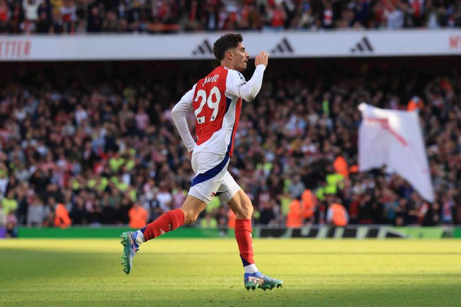 Kai Havertz vierde zaterdag nog een doelpunt met Arsenal tegen Southampton FC