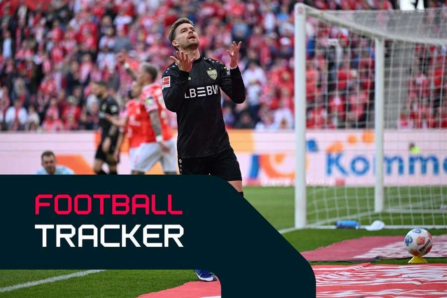 Stuttgart's Maximilian Mittelstaedt reacts during the match against Mainz