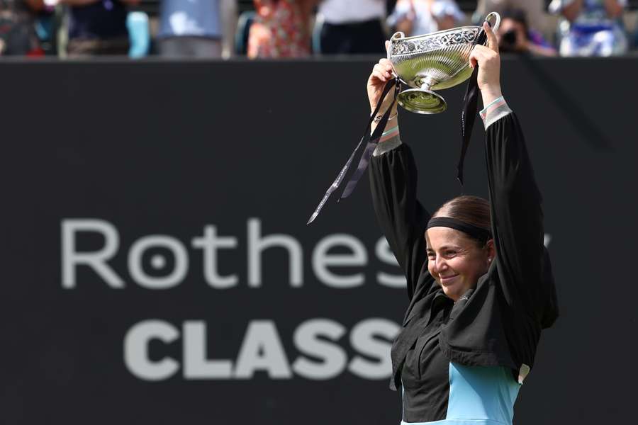 Ostapenko lifts the trophy in Birmingham