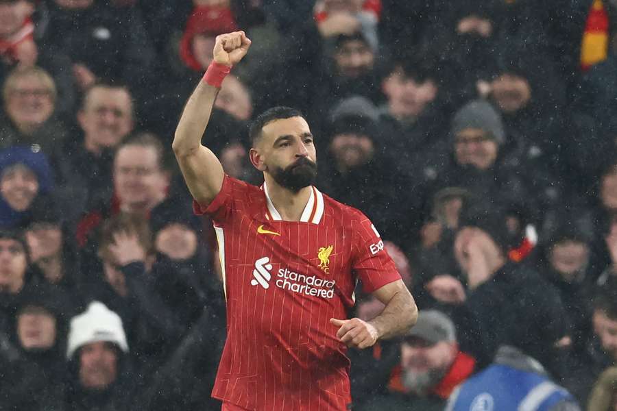 Salah marcou seu 16º gol em 18 jogos contra o Manchester United