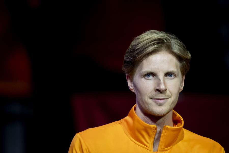 Gijs Brouwer tijdens de Daviscup in Groningen