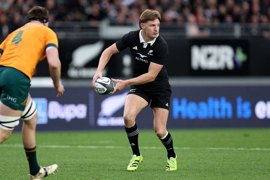 Jordie Barrett looks to pass the ball during a Rugby Championship game against Australia earlier this year. Jordie Barrett looks to pass the ball during a Rugby Championship game against Australia earlier this year.