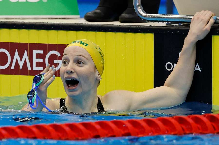 O'Callaghan reacts after winning the women's 200m freestyle final