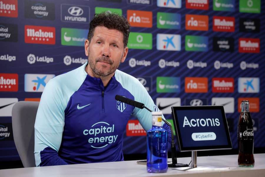 Simeone, durante la rueda de prensa de este viernes.