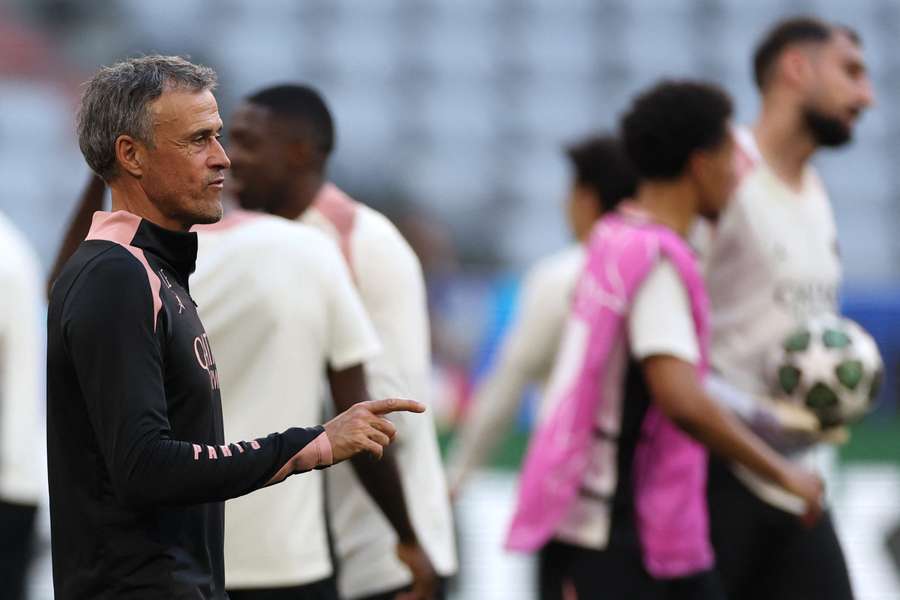Luis Enrique à l'entraînement vendredi.