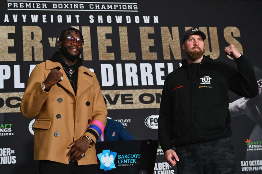 Wilder (L) has vowed to knock out Helenius (R) on his boxing return