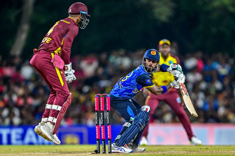 Sri Lanka's Kusal Mendis plays a shot during the third and final Twenty20  against West Indies