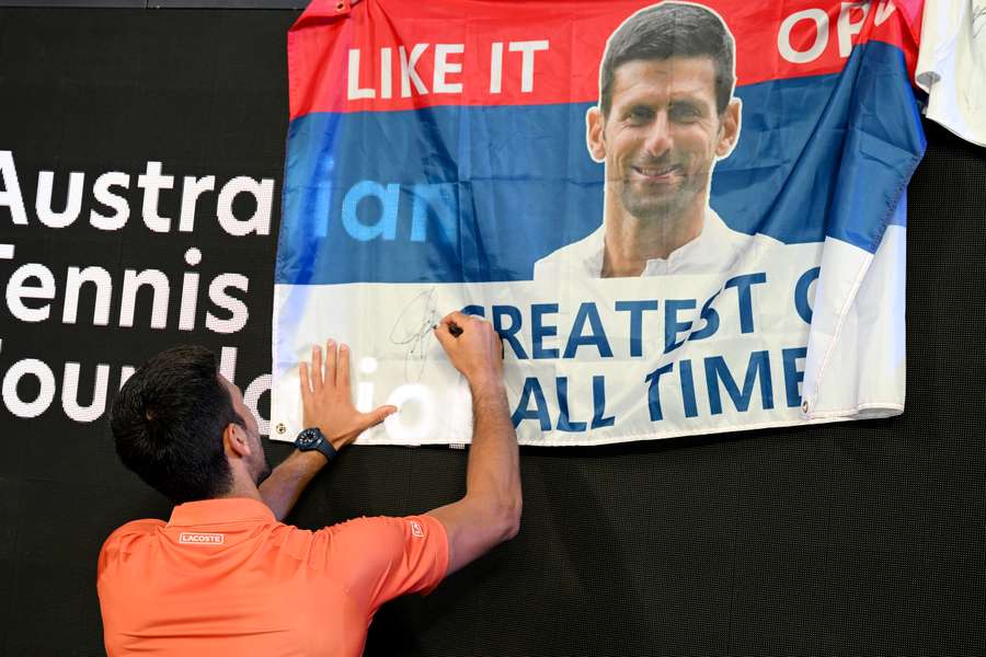 Novak Djokovic aujourd'hui après un match caritatif à Melbourne.