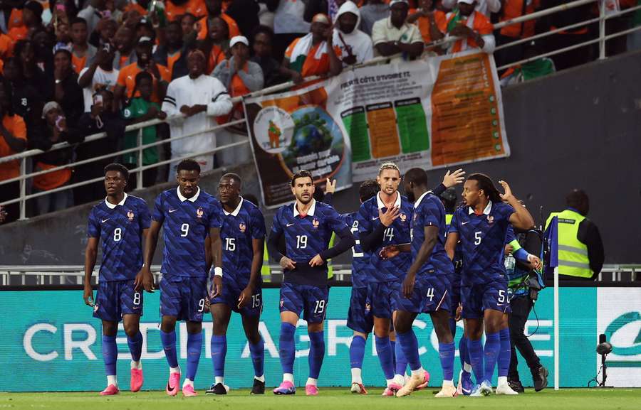 France celebrate Cherki's opener