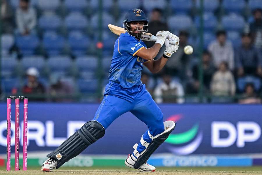 Aryansh Sharma plays a cut shot for the UAE against Canada Aryansh Sharma plays a cut shot for the UAE against Canada