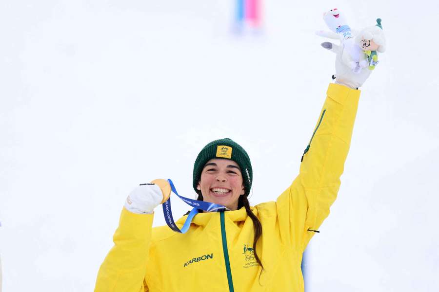 Jakara Anthony of Australia celebrates on the podium
