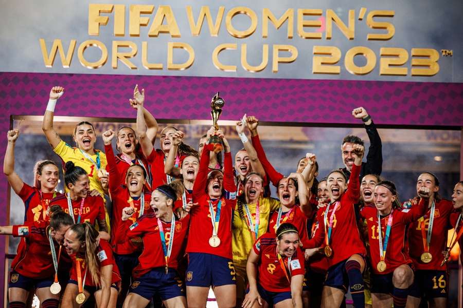 La selección española celebra su título Mundial