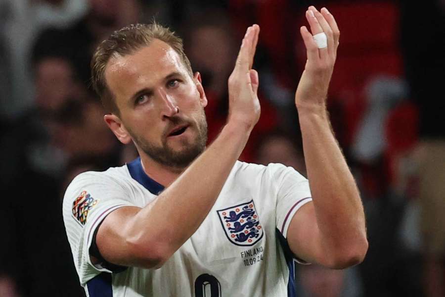 Harry Kane claps to supporters after England's match against Finland last month