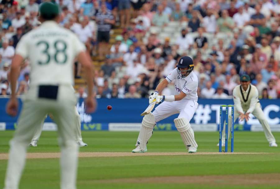 England's Joe Root plays a shot