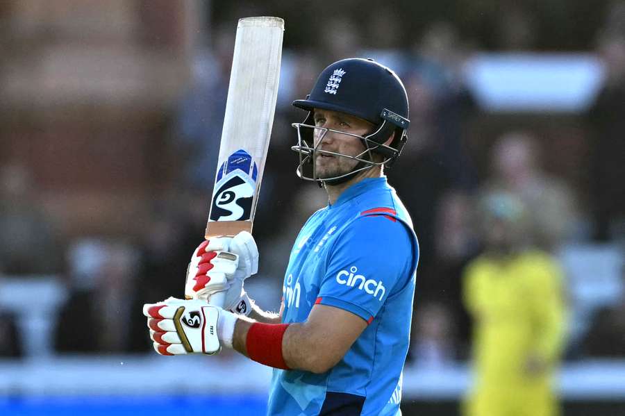 England's Liam Livingstone celebrates his half-century