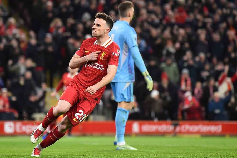 Liverpool's Diogo Jota celebrates after scoring the 2-2 goal 